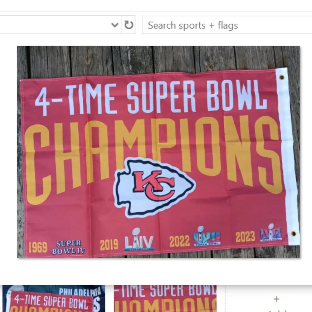 NEW Kansas City Chief 2x3 Double Sided NFL Flag 4 Time Super Bowl Championss